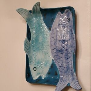 Fish Tales by Nanette Vacher Ambiance Collection Blue Rectangular Platter 73890
